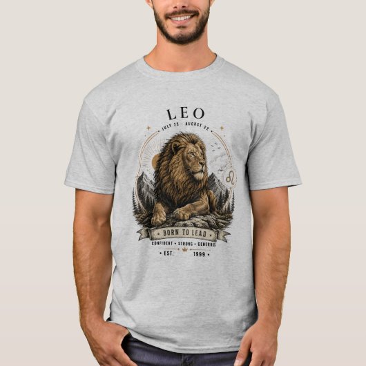 Leeuw Zodiac Leeuw Heren T-Shirt (Voorkant)