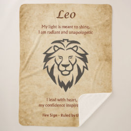 Leeuw Zodiac met Krachtige Zelfliefde Affirmaties Sherpa Deken
