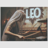 Leeuw Zodiac Muzikant Drums Decoupage  Tissuepapier (Voorkant)