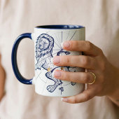 Leeuw Zodiac Navy Blauwe & Gouden Geboortemok Mok