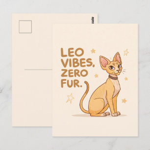 Leeuw Zodiac Sphynx Kat Cute Illustratie Kunst Briefkaart