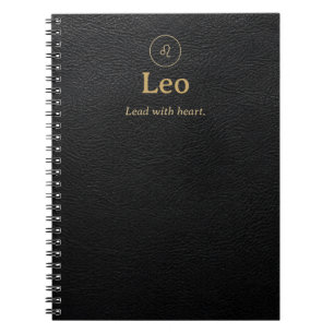 Leeuw Zodiac Spiraal Notebook - Nep Leer Uiterlijk Notitieboek