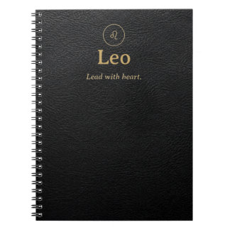 Leeuw Zodiac Spiraal Notebook - Nep Leer Uiterlijk Notitieboek