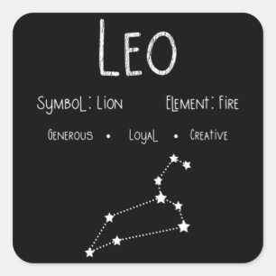 Leeuw Zodiac Sterrenbeeld Astrologie Horoscoop Cad Vierkante Sticker