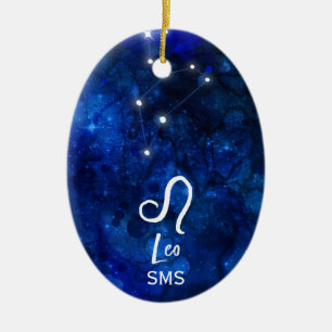 Leeuw Zodiac Sterrenbeeld Donkerblauwe Melkweg Mon Keramisch Ornament