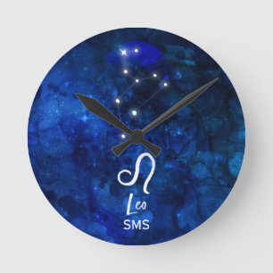 Leeuw Zodiac Sterrenbeeld Donkerblauwe Melkweg Mon Ronde Klok