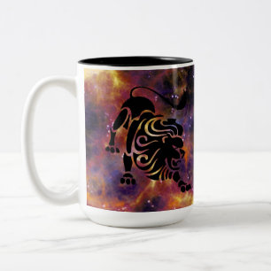 Leeuw Zodiac Sterrenstelsel Design – Kordate Astro Tweekleurige Koffiemok
