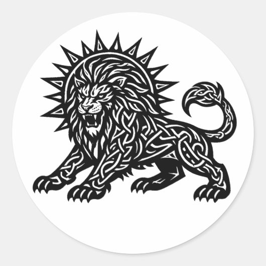 Leeuw Zodiac Sun‑Mane Leeuw | BurnsInHell Ronde Sticker (Voorkant)