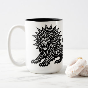 Leeuw Zodiac Sun‑Mane Leeuw BurnsInHell Tweekleurige Koffiemok