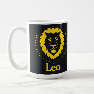 Leeuw Zodiac Symbool met Koppige Gouden Leeuwenkop Koffiemok