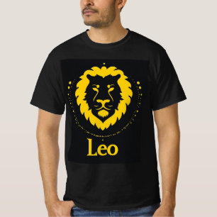 Leeuw Zodiac Symbool met Koppige Gouden Leeuwenkop T-shirt