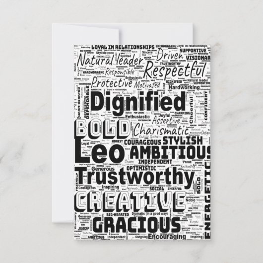 Leeuw Zodiac Woordwolk Inspiratie Groet Kaart (Voorkant)