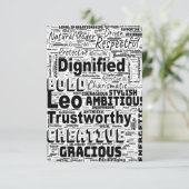 Leeuw Zodiac Woordwolk Inspiratie Groet Kaart (Staand voorkant)