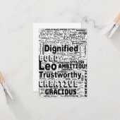 Leeuw Zodiac Woordwolk Inspiratie Groet Kaart (Voorkant / Achterkant in situ)