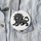 Leeuw Zodiac Zon-Mane Lion | BurnsInHell Ronde Button 4,0 Cm (In situ)