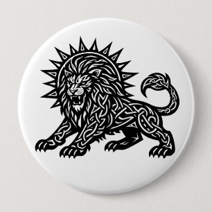 Leeuw Zodiac Zon-Mane Lion   BurnsInHell Ronde Button 4,0 Cm