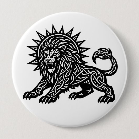 Leeuw Zodiac Zon-Mane Lion | BurnsInHell Ronde Button 4,0 Cm (Voorkant)