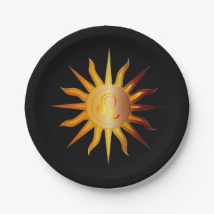 Leeuw Zon Sterrenbeeld Geboortemaand Rood & Goud Papieren Bordje