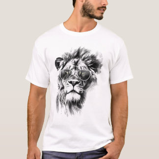 Leeuw Zonnebril Art Animal Drawing Lion T-shirt