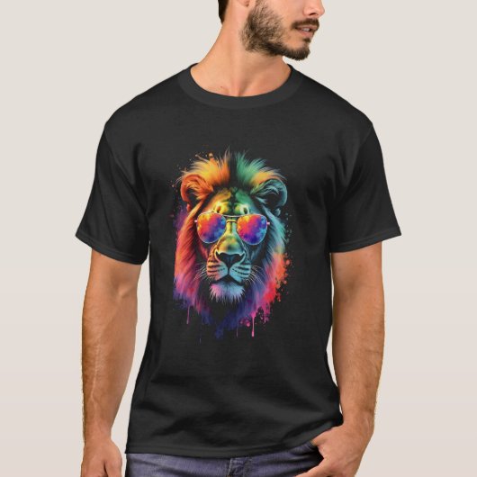 Leeuw zonnebril kunst t-shirt (Voorkant)