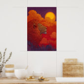 Leeuw Zonsondergang Muurkunst Vuurachtige Manen, C Poster (Keuken)