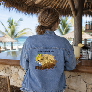 Leeuw Zwart Geel Mandal Zon Denim Jacket