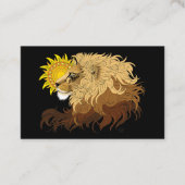 Leeuw zwart geel mandal zon visitekaartje (Voorkant)
