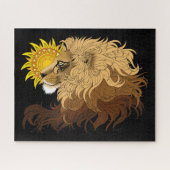 Leeuw Zwart Geel Mandala Zon Legpuzzel (Horizontaal)