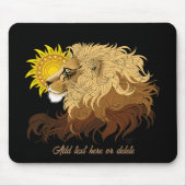 Leeuw zwart geel mandala zon muismat (Voorkant)