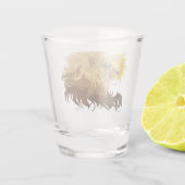 Leeuw Zwart Geel Mandala Zon Shot Glas (Achterkant)