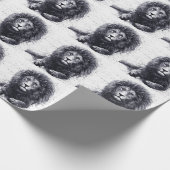 Leeuw zwart-wit illustratie. cadeaupapier (Hoek)