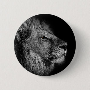 Leeuw, zwart-wit, zwartwit ronde button 5,7 cm