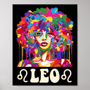 Leeuw Zwarte Meisje Afro-Amerikaanse Vrouw Kunst V Poster