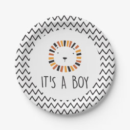 Leeuwen Baby Shower Het is een Jongen Papieren Bordje