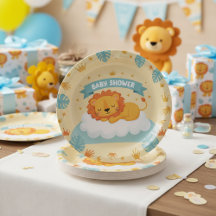 Leeuwen baby shower papieren borden – Cute Safari