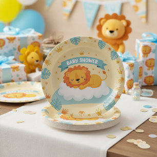 Leeuwen baby shower papieren borden – Cute Safari Bordje
