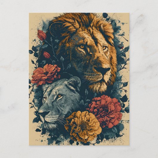Leeuwen & Bloemen: Briefkaart (Voorkant)
