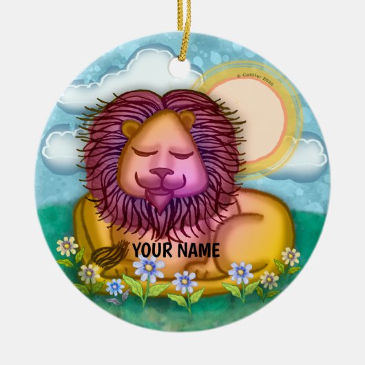 Leeuwen Bloemen Keramisch Ornament (Voorkant)