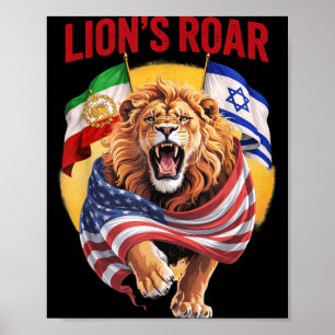 Leeuwen Brullen Grappige Vlag Poster