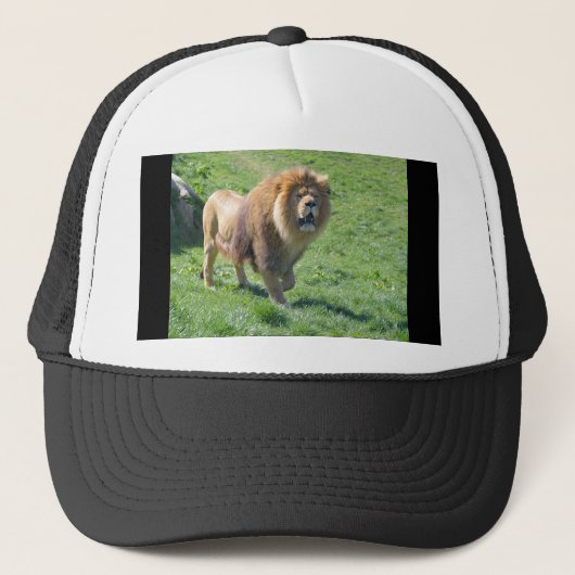 Leeuwen die op gras lopen trucker pet (Voorkant)
