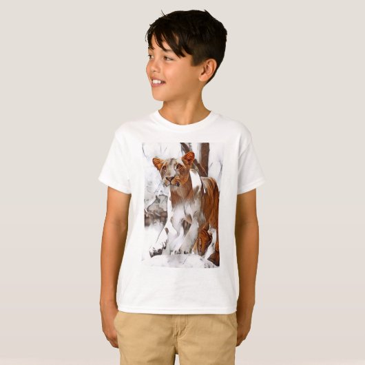 Leeuwen digitaal bewerkt T-Shirt (Voorkant volledig)