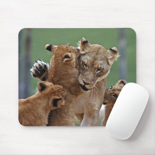 Leeuwen en 3 Cubs Mousepad Muismat (Met muis)