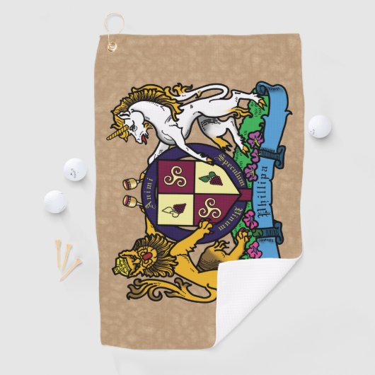 Leeuwen en eenhoorntjespringen - Wijnlaag Golfhanddoek (Insitu)