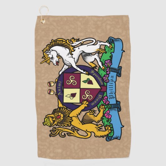 Leeuwen en eenhoorntjespringen - Wijnlaag Golfhanddoek (Voorkant)