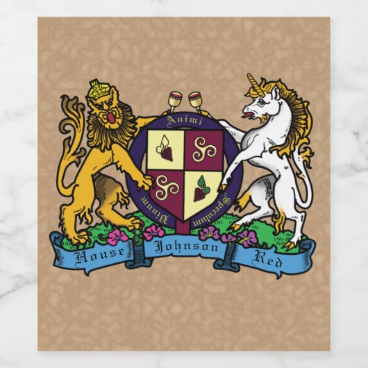 Leeuwen en eenhoorntjespringen - Wijnlaag Wijn Etiket (Enkel label)