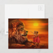 Leeuwen en kinderen briefkaart (Voorkant / Achterkant)