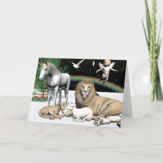 Leeuwen en lammeren feestdagen kaart