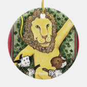 Leeuwen en lammeren, kerstversiering keramisch ornament (Achterkant)