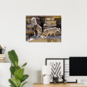 Leeuwen en leeuwen lopen op de rotsen poster (Thuiskantoor)