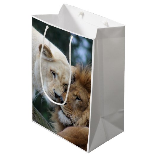 Leeuwen en leeuwen medium cadeauzakje (Voorkant Gekanteld)